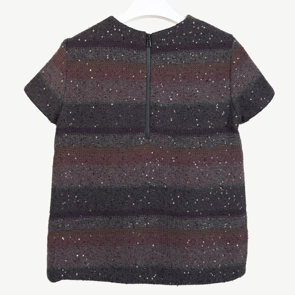 Brunello Cucinelli Purple Striped Sequined Short-Sleeve Sweater - Picture 2 of 9